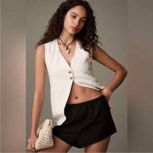 NWT Anthropologie Black Tap Linen Cotton Relaxed Cheeky Shorts Low Rise Small